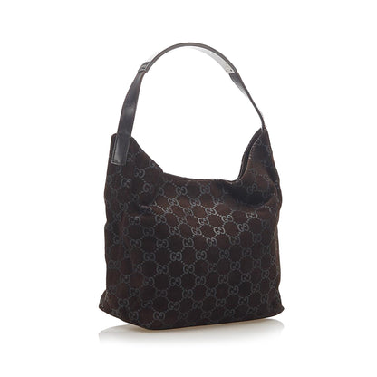 Gucci GG Suede Shoulder Bag Brown