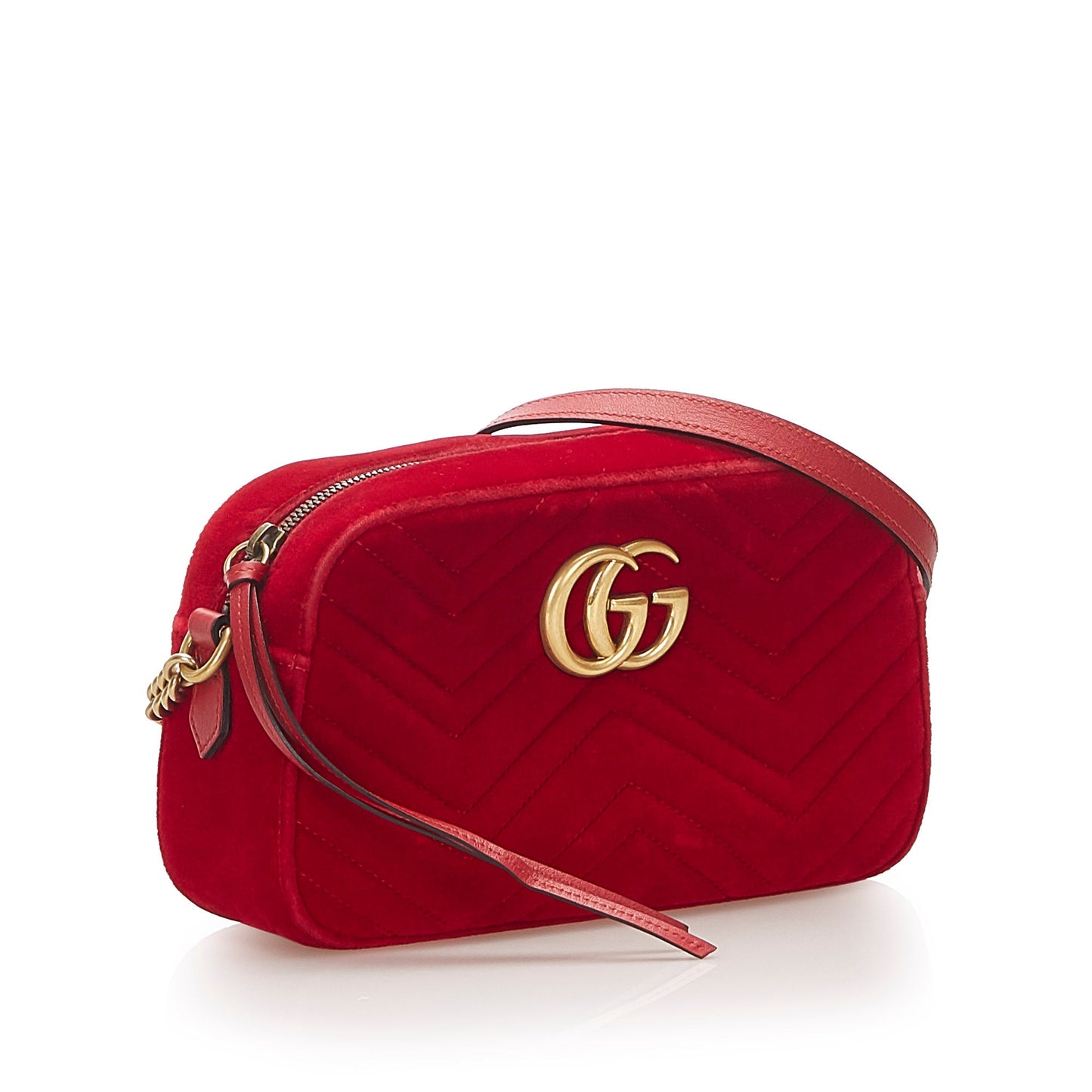 Gucci GG Marmont Velvet Crossbody Bag Red
