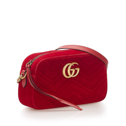 Gucci GG Marmont Velvet Crossbody Bag Red