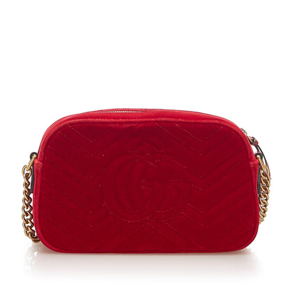 Gucci GG Marmont Velvet Crossbody Bag Red