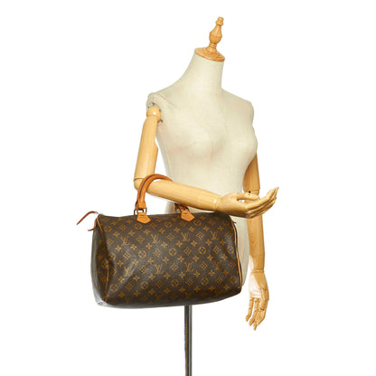 Louis-Vuitton Monogram Speedy 35 Brown