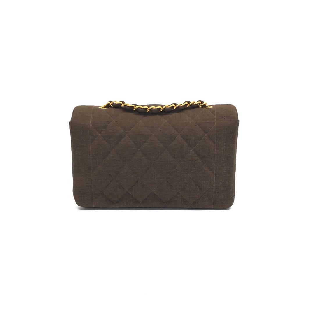 Chanel Diana Medium Vintage Chocolate Brown Fabric Single Flap with 24k Gold Plated Hardware 1991-1994