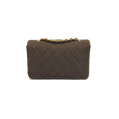 Chanel Diana Medium Vintage Chocolate Brown Fabric Single Flap with 24k Gold Plated Hardware 1991-1994