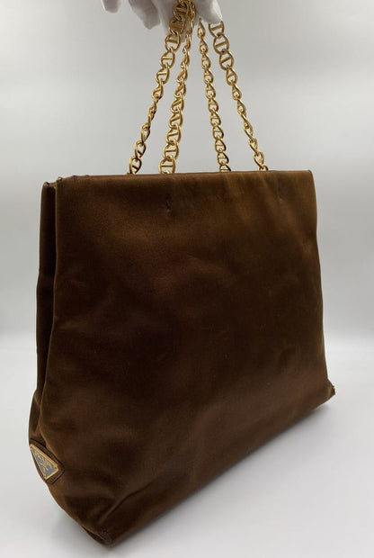 Prada Brown Satin Tote Bag