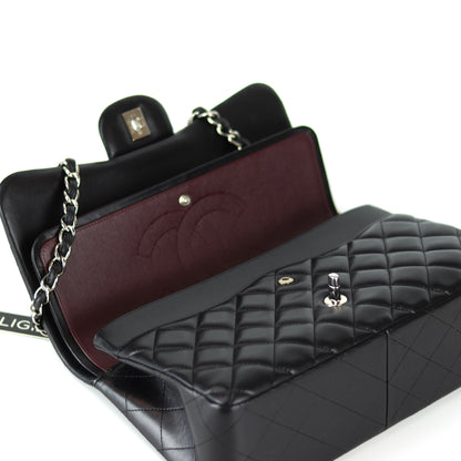 Jumbo Double Flap in Black Lambskin with SHW