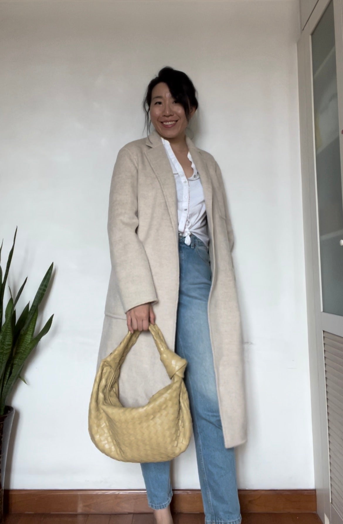 Bottega Veneta Jodie Small Beige Lambskin Leather