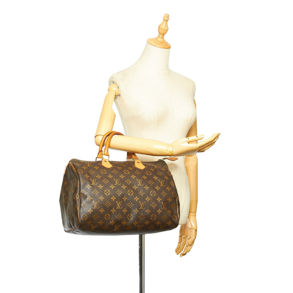 Louis-Vuitton Monogram Speedy 35 Brown