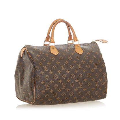Louis-Vuitton Monogram Speedy 35 Brown