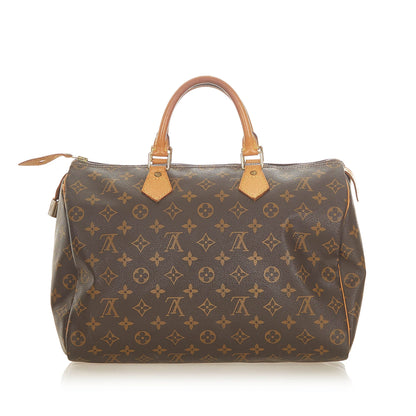 Louis-Vuitton Monogram Speedy 35 Brown