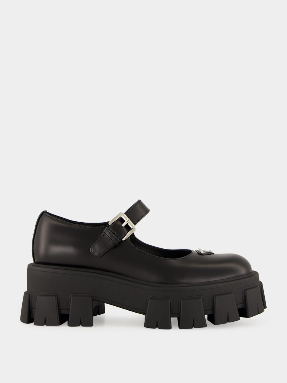 Black Leather Platform Mary Jane Sandals