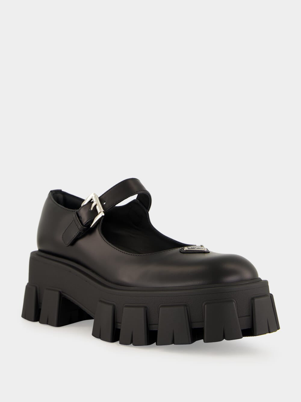Black Leather Platform Mary Jane Sandals