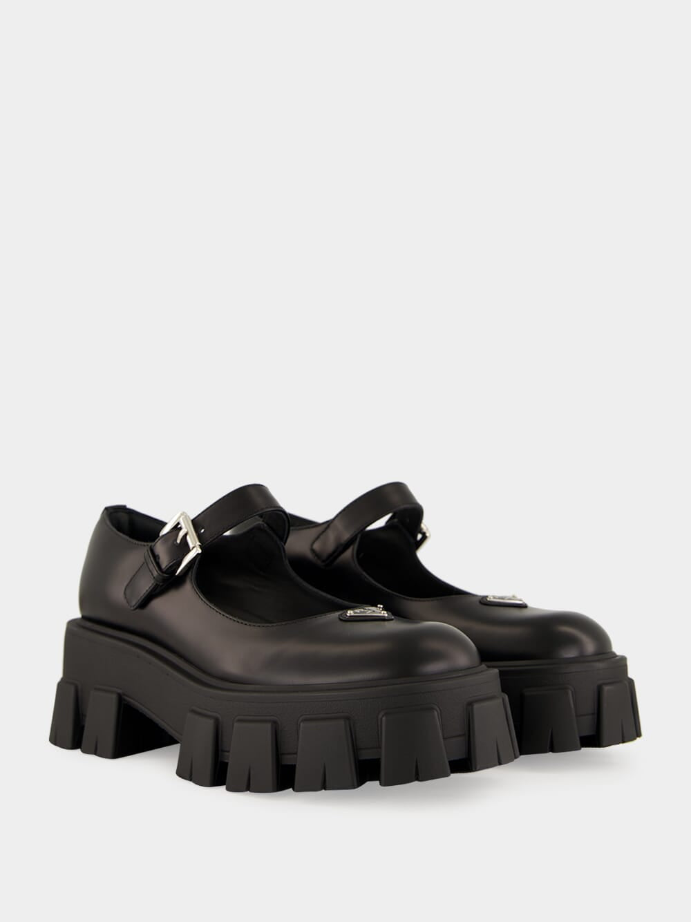 Black Leather Platform Mary Jane Sandals
