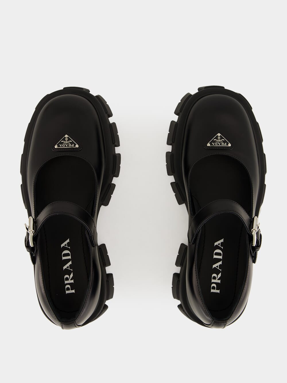 Black Leather Platform Mary Jane Sandals