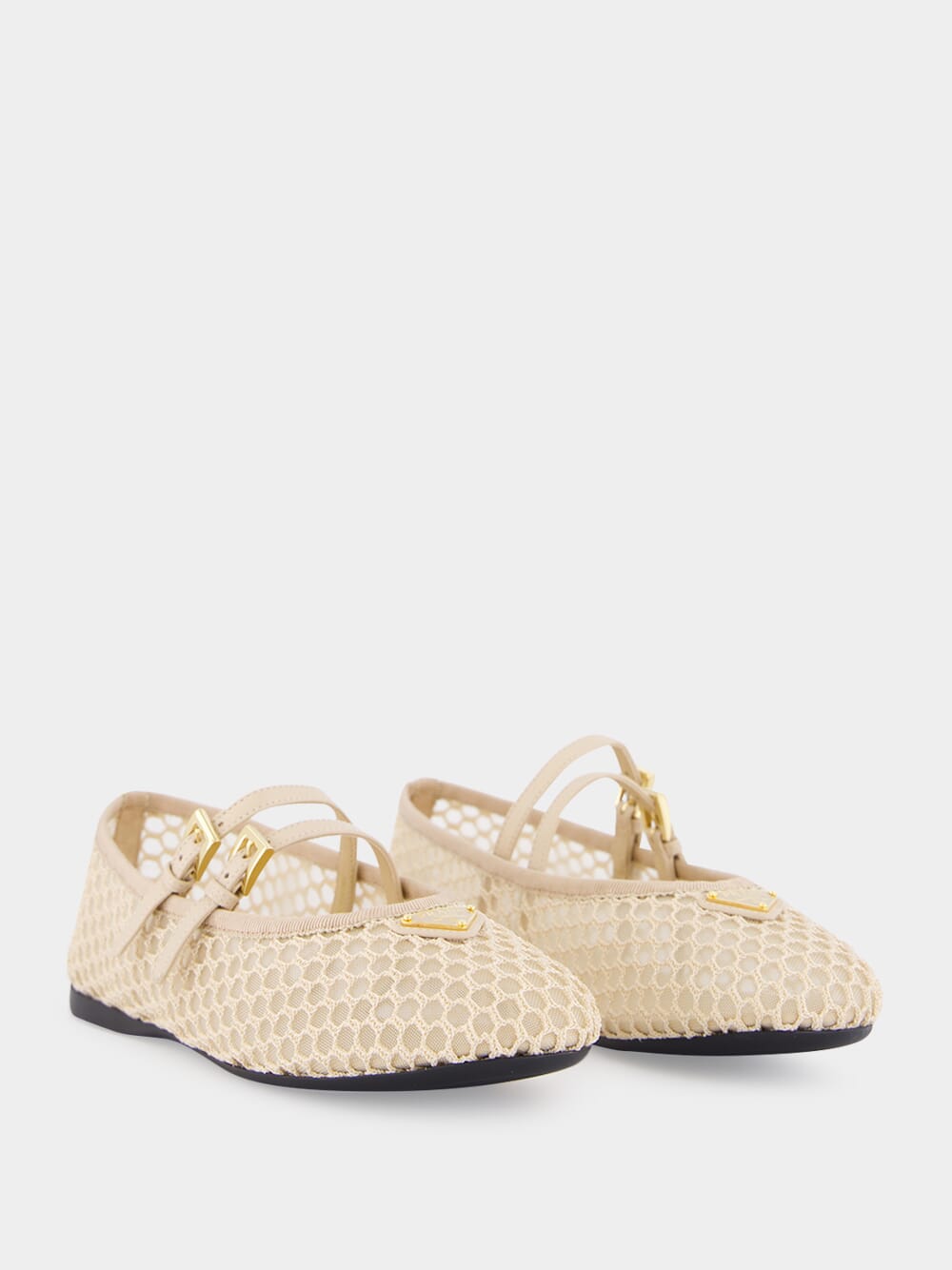 Travertine Stone Mesh Fabric Ballerinas