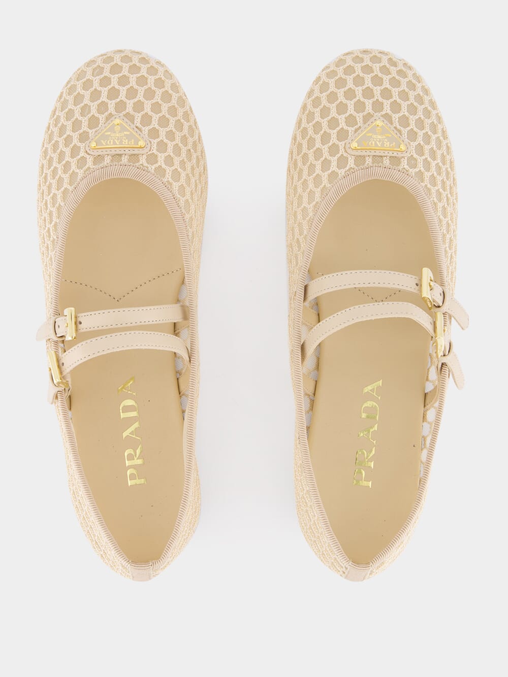 Travertine Stone Mesh Fabric Ballerinas