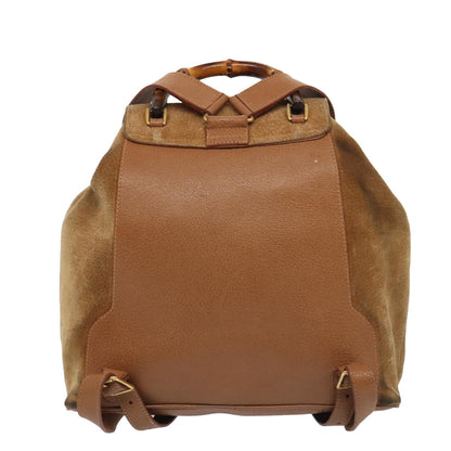 Gucci Bamboo Brown Suede Backpack Bag