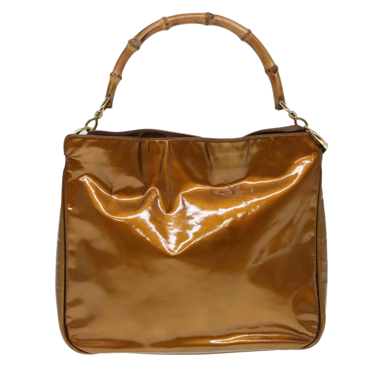 Gucci Bamboo Brown Patent Leather Handbag ()