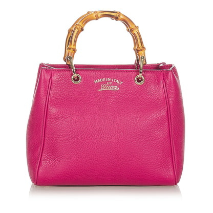 Gucci Gucci Bamboo Shopper Leather Satchel Pink