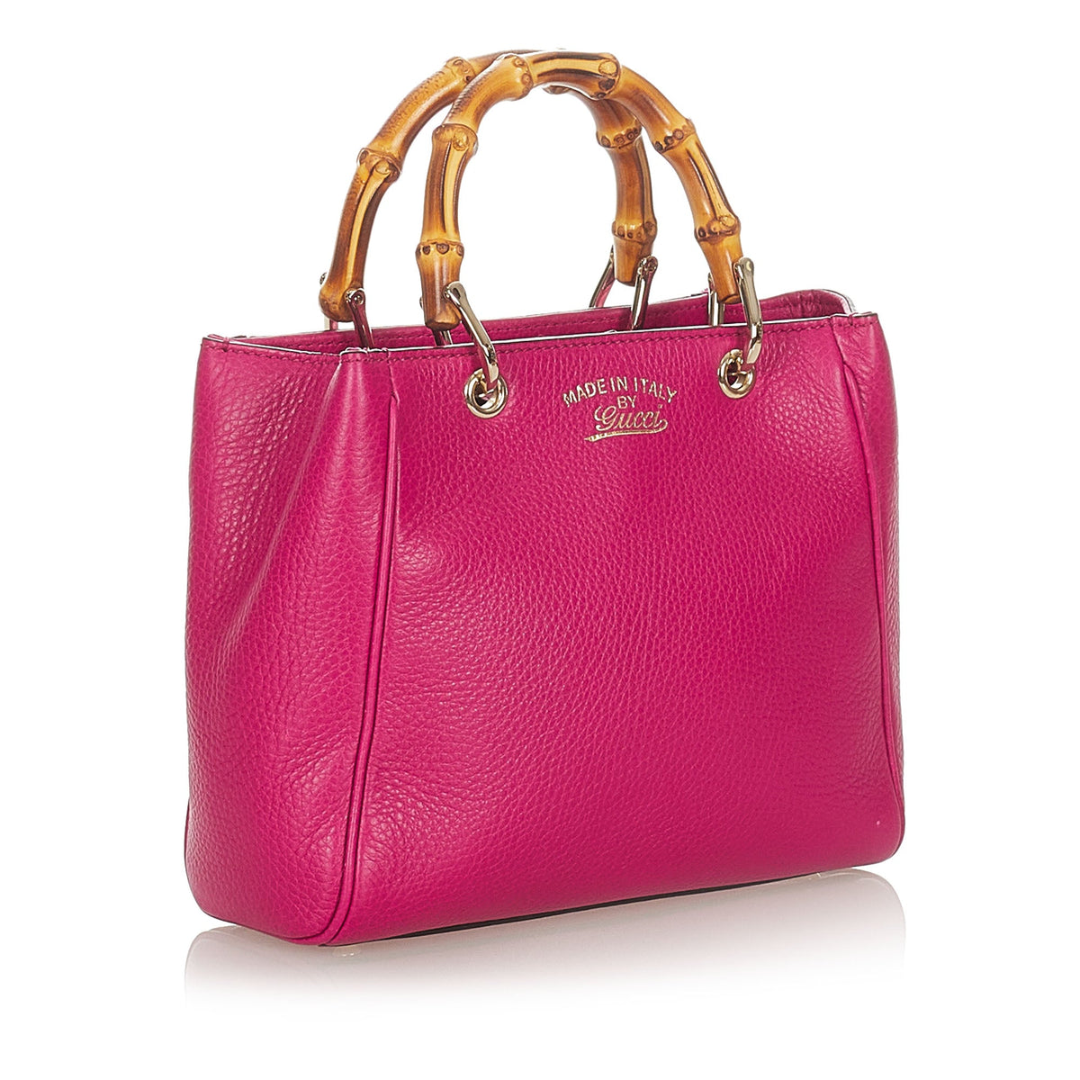 Gucci Gucci Bamboo Shopper Leather Satchel Pink