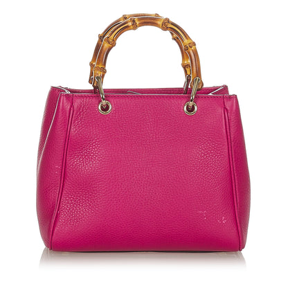 Gucci Gucci Bamboo Shopper Leather Satchel Pink
