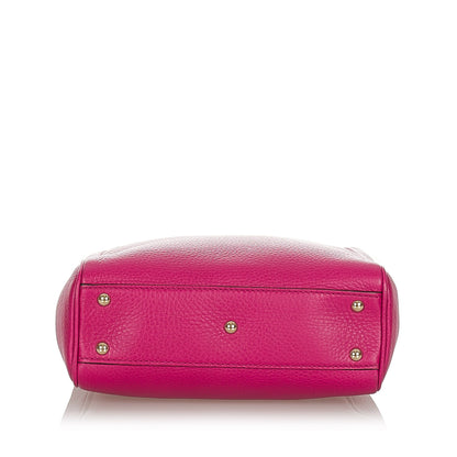 Gucci Gucci Bamboo Shopper Leather Satchel Pink