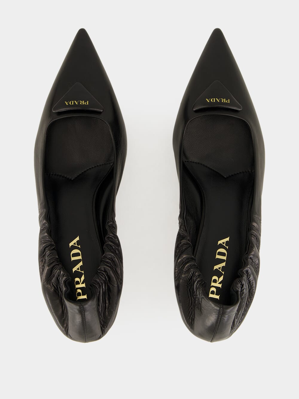 Black Mid-Heel Leather Pumps