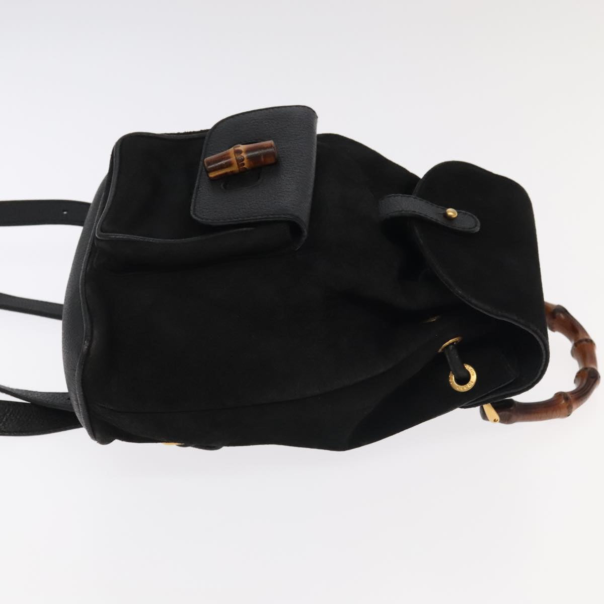 Gucci Bamboo Black Suede Backpack Bag