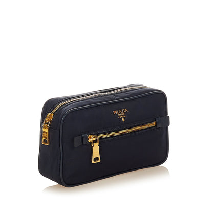 Prada Saffiano-Trimmed Tessuto Clutch Clutch Bag