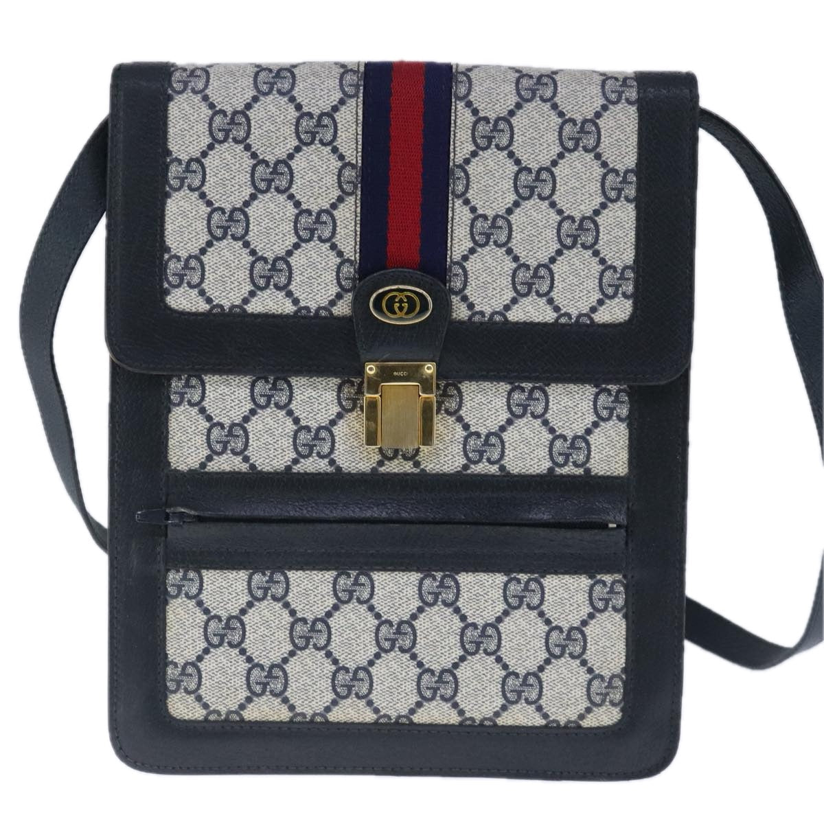 Gucci Sherry Navy Leather Shoulder Bag ()