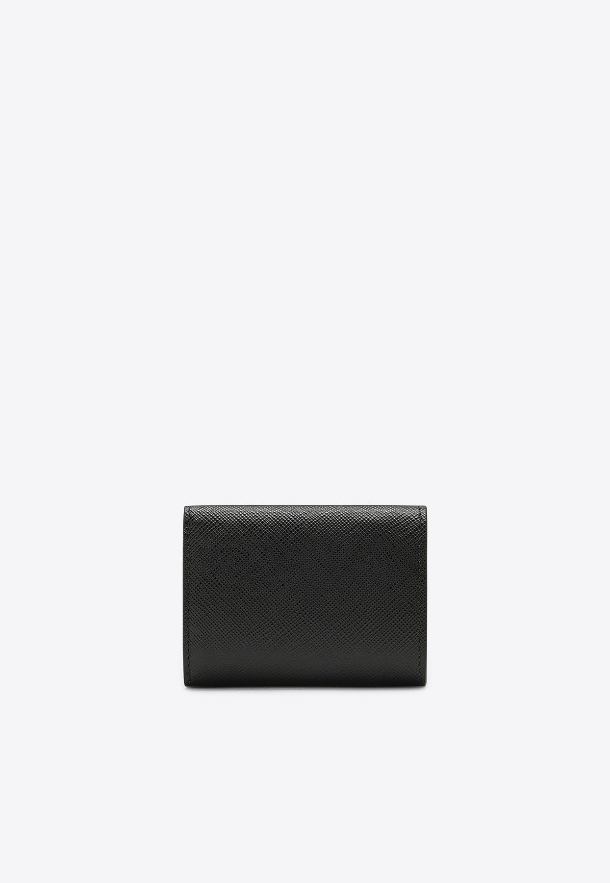 Small Logo Plaque Saffiano Wallet