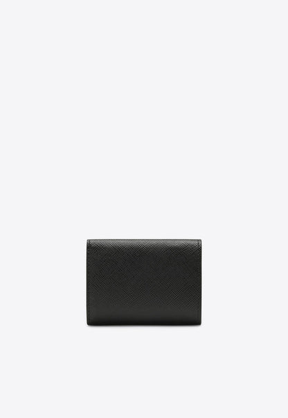 Small Logo Plaque Saffiano Wallet