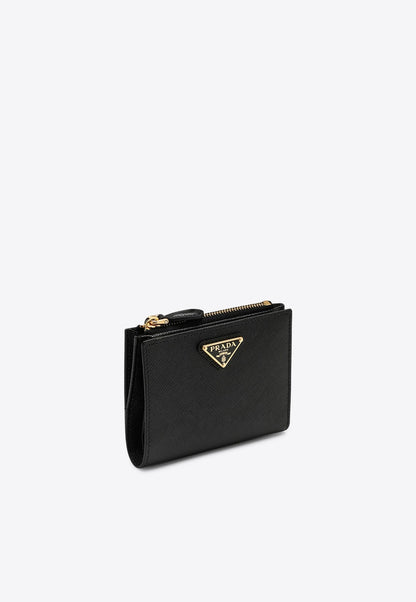 Triangle Logo Saffiano Leather Wallet