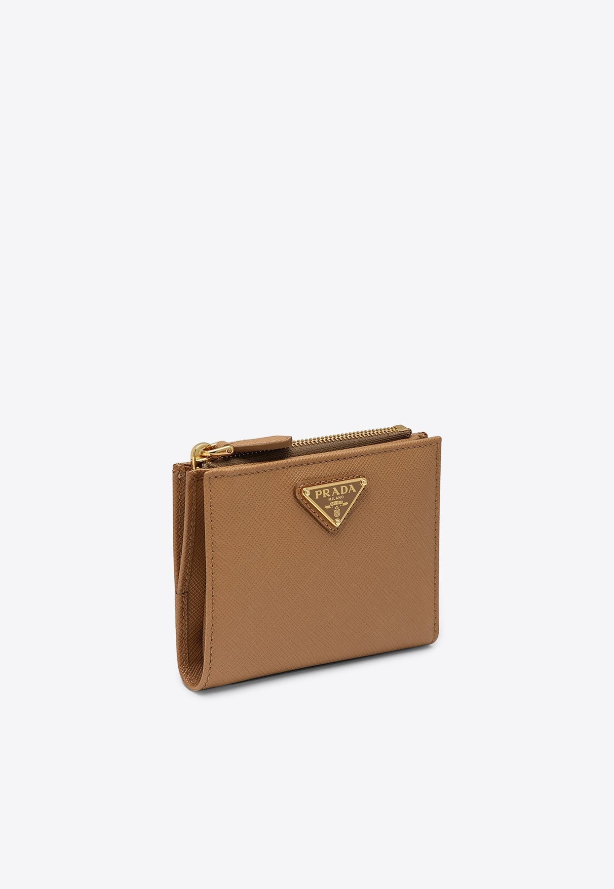 Triangle Logo Saffiano Leather Wallet