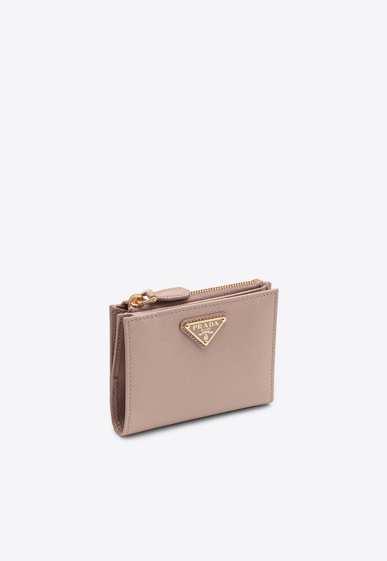 Triangle Logo Saffiano Leather Wallet