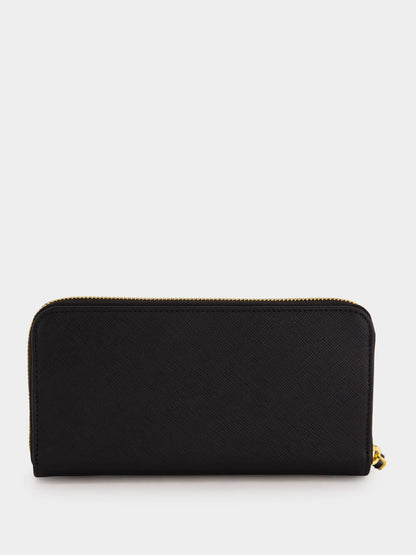 Black Large Saffiano Leather Wallet