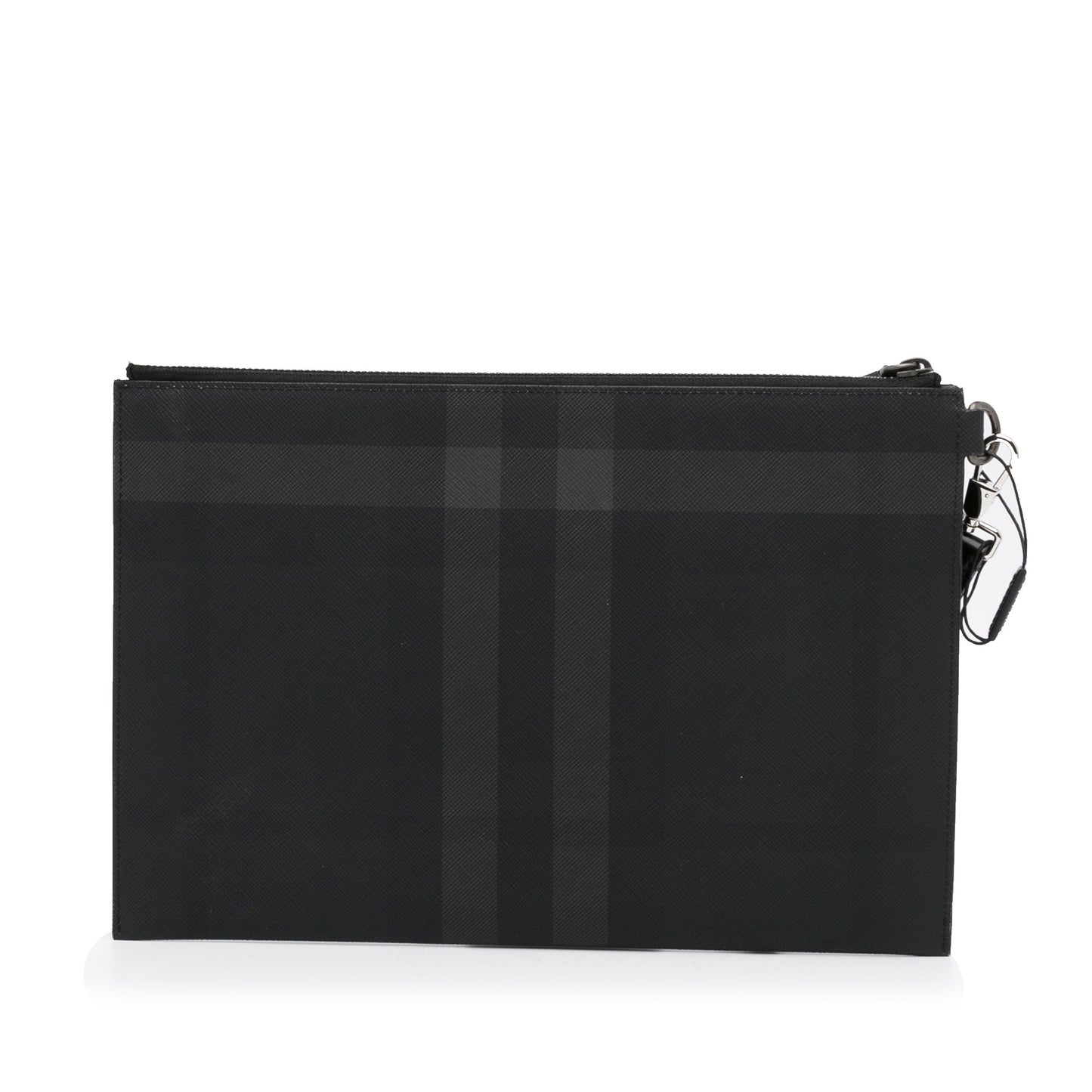 Burberry Zip Clutch Large Black Charcoal Check