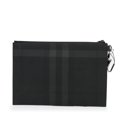Burberry Zip Clutch Large Black Charcoal Check