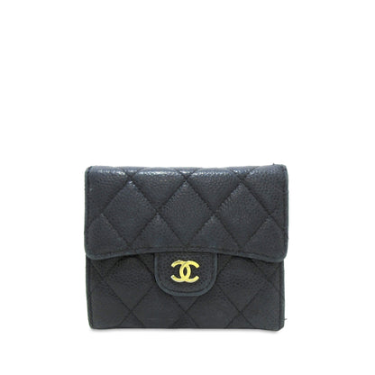 CHANEL CC Caviar Trifold Wallet Small Wallets