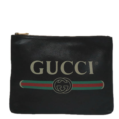 Gucci Imprime Black Leather Clutch Bag ()
