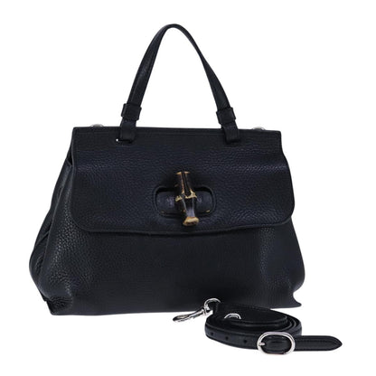 Gucci Bamboo Black Leather Handbag ()