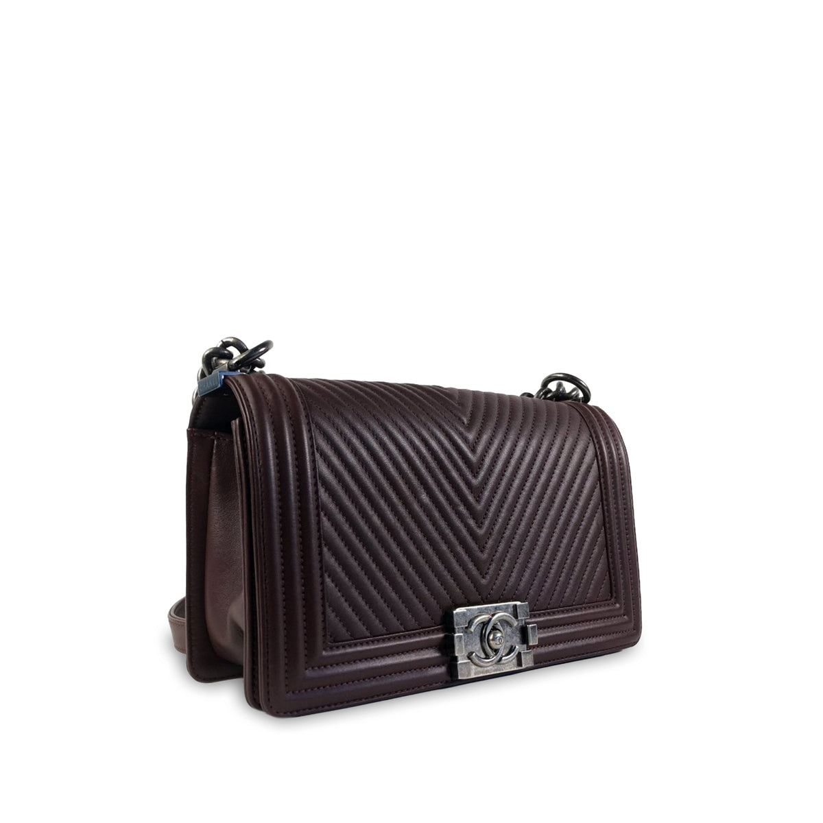 CHANEL Medium Lambskin Chevron Boy Flap Crossbody Bag