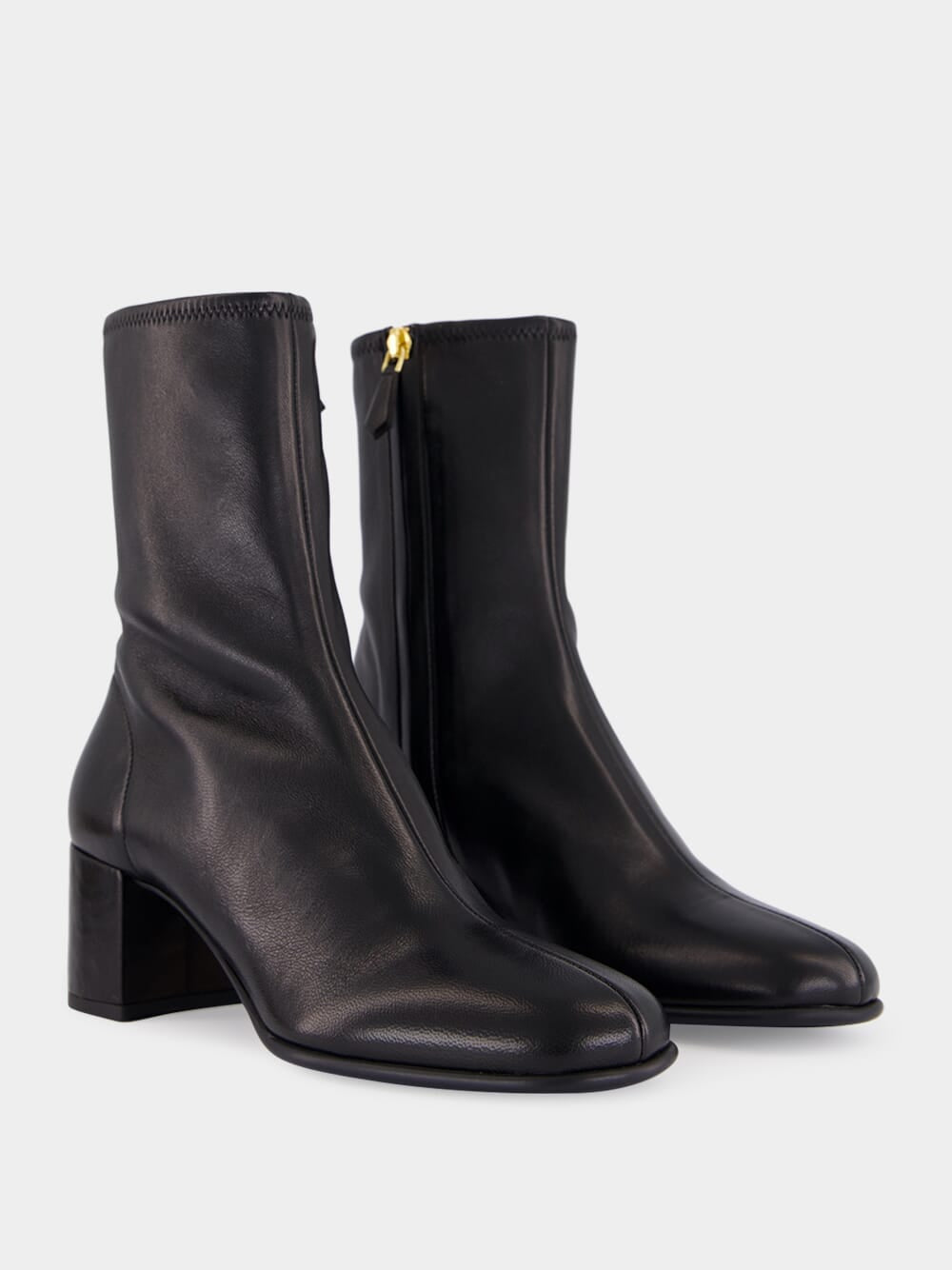 Black Stretch Nappa Leather Booties
