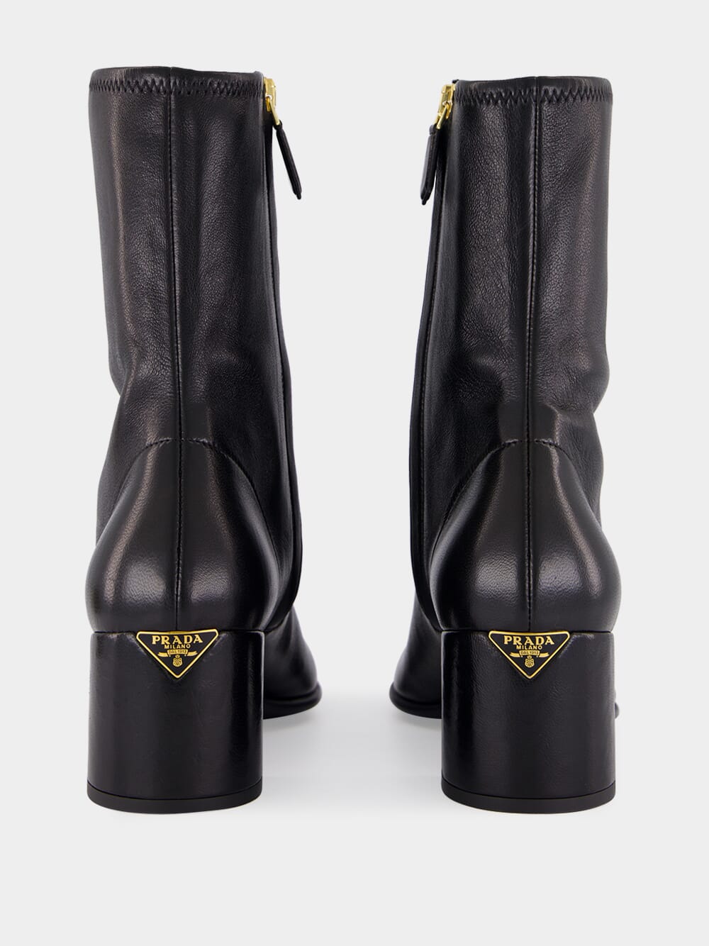 Black Stretch Nappa Leather Booties