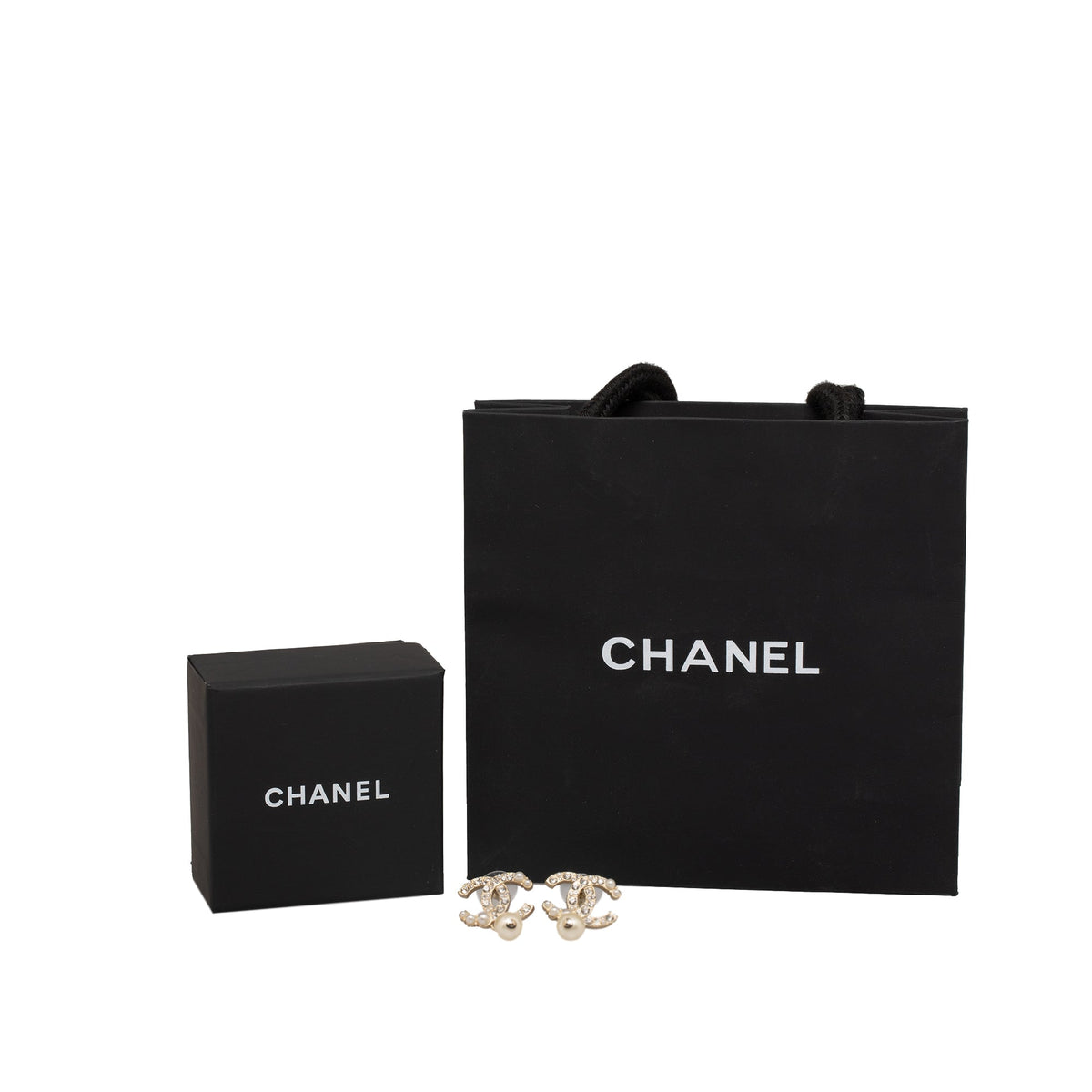CHANEL CC Faux Pearl Rhinestones Earrings Costume Earrings