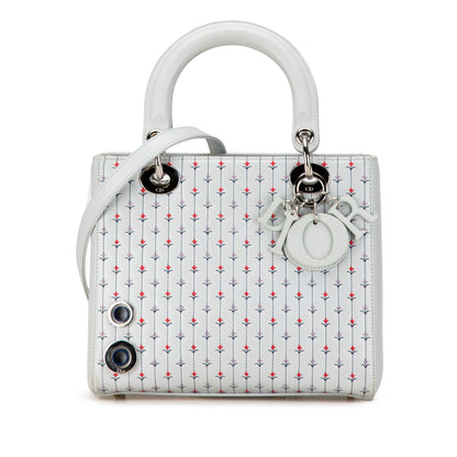 Medium Calfskin Embroidered Flower Lady Dior