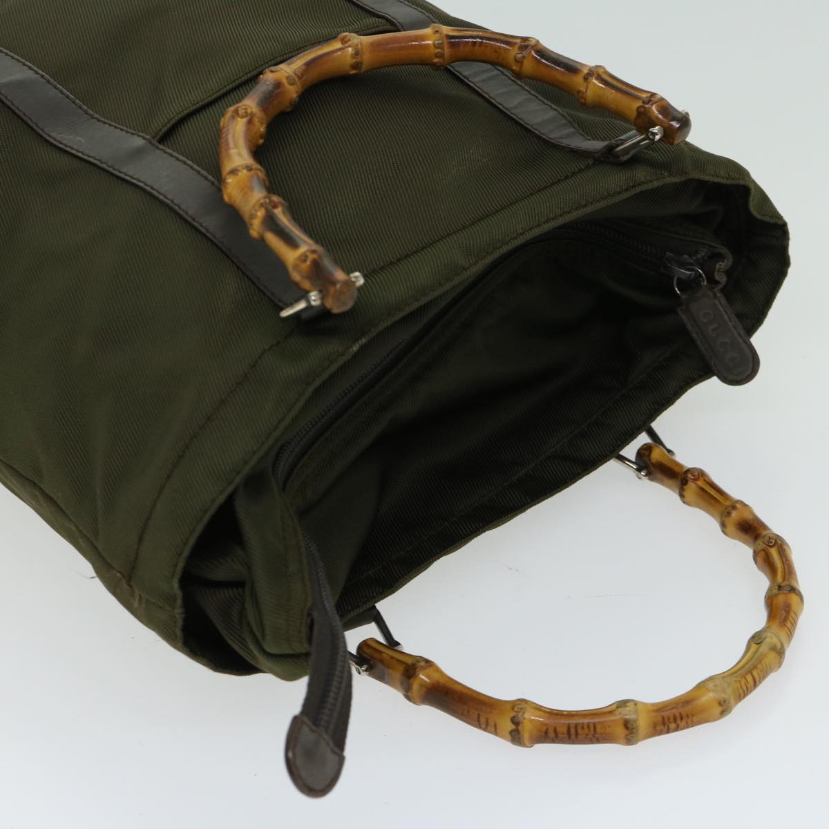 Gucci Bamboo Khaki Synthetic Handbag