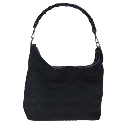 Gucci Bamboo Black Canvas Shoulder Bag ()