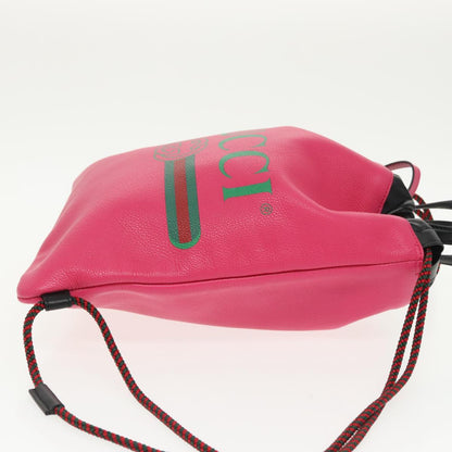 Gucci Drawstring Pink Leather Backpack Bag