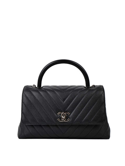 Chanel Medium Chevron So Black Coco Handle.