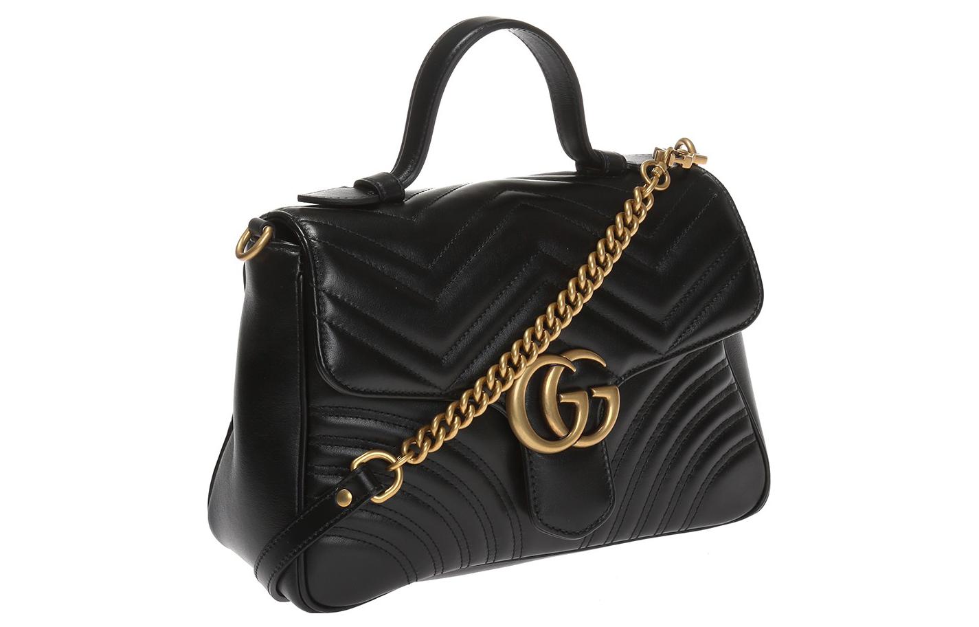 (WMNS) GUCCI GG Marmont Series Bag Small-Size Black 498110-DTDIT-1000